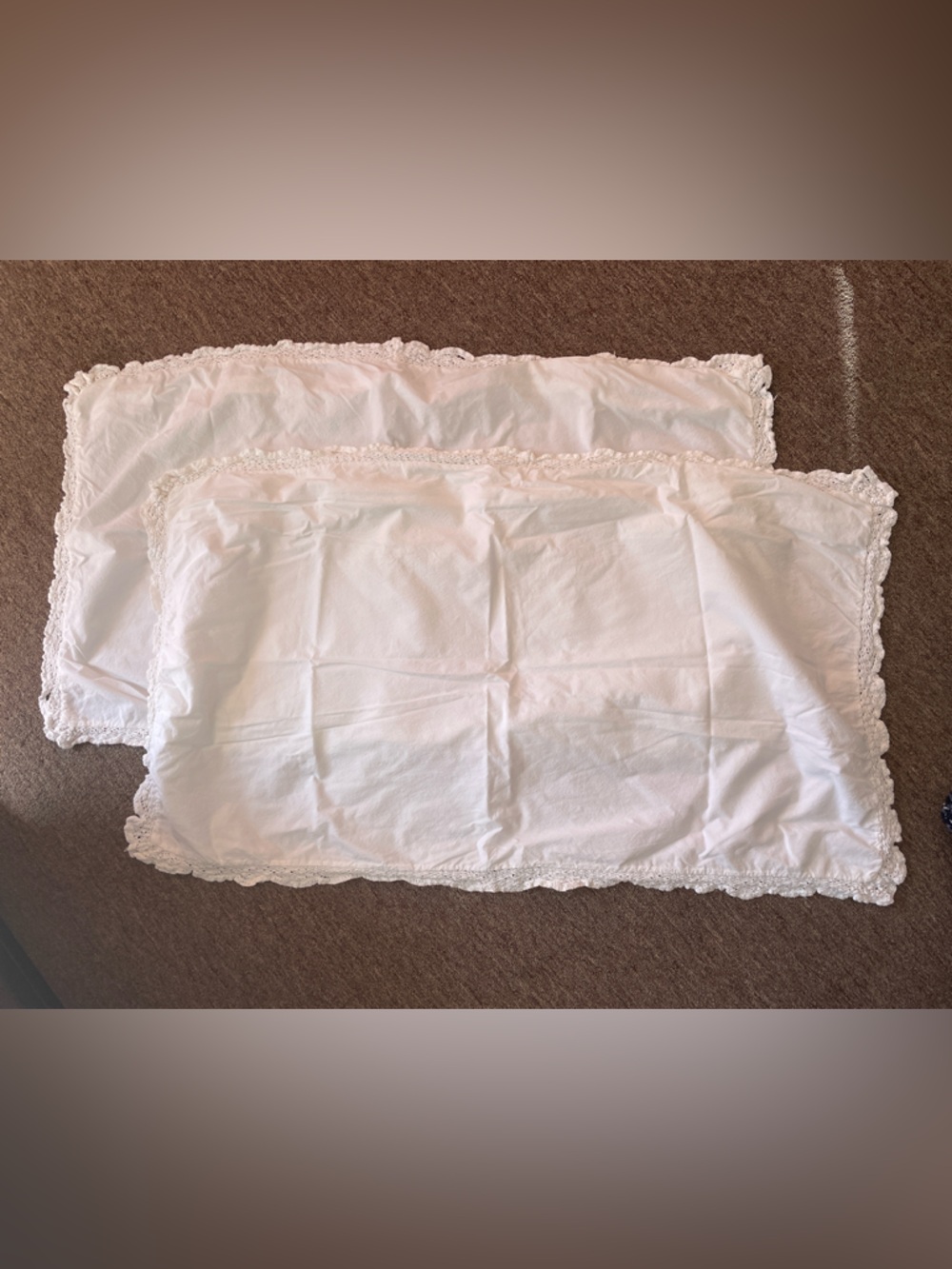 Piubelle White Decorative Lace-Edge Pillow Shams - Classic Home Bedding